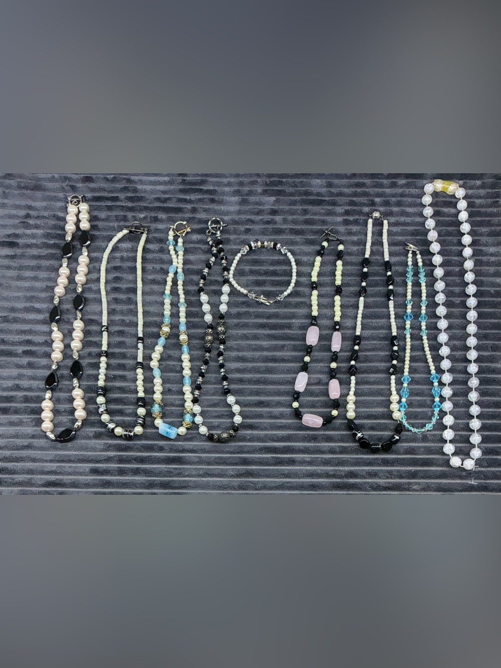 Lot Of 9 Vintage Handmade Beaded Necklaces Y2K Pearl Goth Coquette Choker Bulk